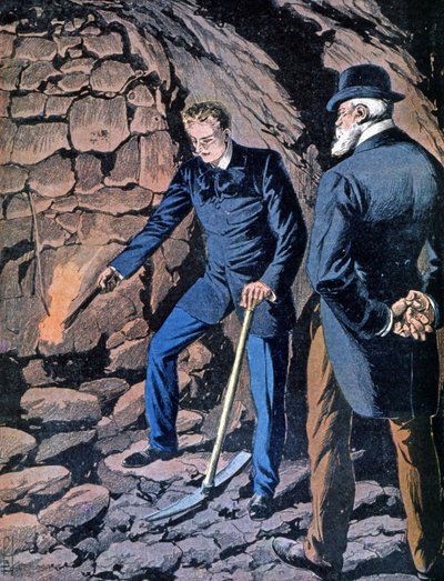 Rocambole in a Mine, Late 19th Century (illustration) by Unbekannter Künstler