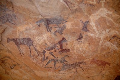 Cattle Rock Painting, One Knee in a Shelter Adorned in the Uweinat Massif, Sudan by Unbekannt