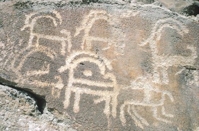 Rock Carvings in Hunza Valley, Near Karimabad Archaeological Area, Pakistan by Benjamin Baud