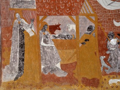 Romanesque art: Frescoes of the funeral chapel Sainte Catherine de Jouhet, France. Nativity by Unbekannter Künstler