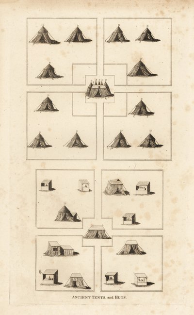 Royal encampment, era of King Henry VIII, showing the royal quarters, market-place, huts of shopkeepers, butchers, etc by Unbekannt