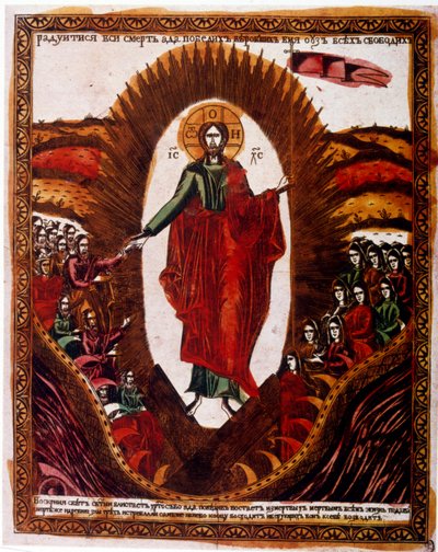 Russian 19th century illustration depicting the resurrection of Christ by Unbekannter Künstler