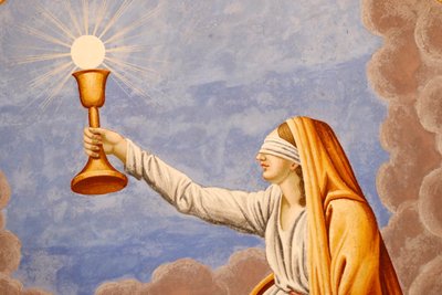 Saint-Nicolas de Veroce church. Allegory of trust: I do not see but I believe. Painting. France. by Unbekannt