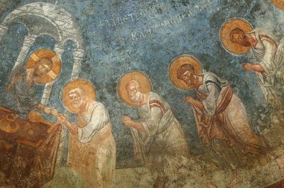 Saint Nicholas church fresco: Jesus with apostles, Myra, Turkey by Unbekannt