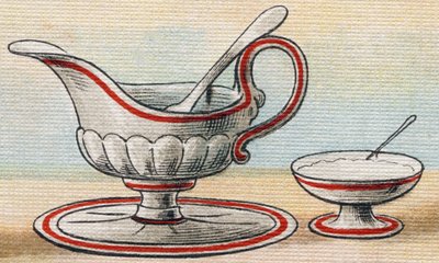 Sauce and sugar bowl. Engraving in "Alphabet de ma petite fille". Bernardin-Bechet and Fils, bookseller-publishers, Paris, around 1895 by Unbekannt