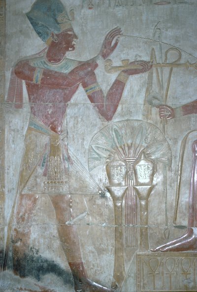 Seti I Offering Incense to Horus, Temple of Seti I, Egyptian New Kingdom, XIXth Dynasty, c.1318 BC by Unbekannt