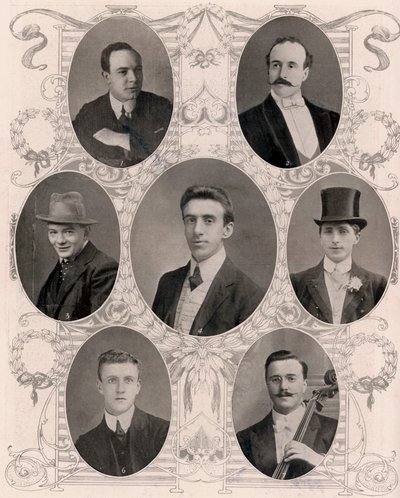 Seven of the eight members of the ship