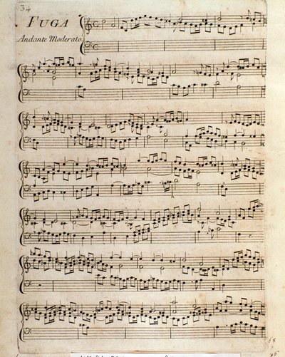 Sheet music page for Fugue in Pieces for the harpsichord by Domenico Scarlatti by Unbekannter Künstler
