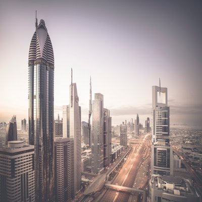Sheikh Zayed Road, Dubai, United Arab Emirates, 2015 by Leopold Blonder
