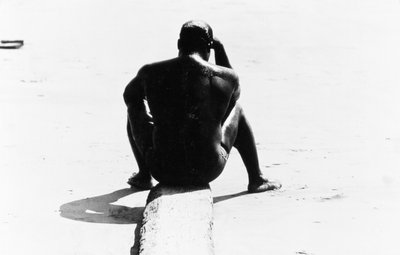 Shirtless Seated Man at Coney Island, Untitled 32 by Unbekannter Künstler