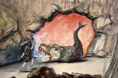 Siegfried slaying the dragon Fafner by Unbekannter Künstler