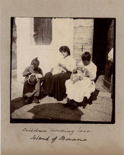 Small Trades: Young Girls Working Crochet (Embroiderers) on the Island of Burano, Venice (19th Century) by Unbekannt