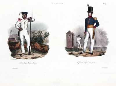 Soldier of the Malay Militia and European Officer, Ambon by Unbekannt