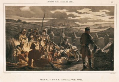 Spain. War of Africa (1859-1860). The trench service at night by Unbekannter Künstler