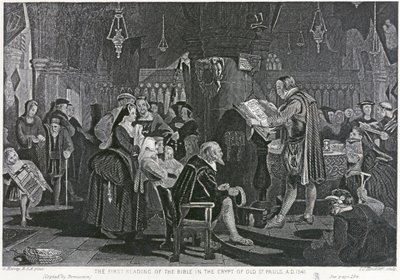 St Pauls Cathedral. First Bible Reading in the Crypts by Unbekannter Künstler