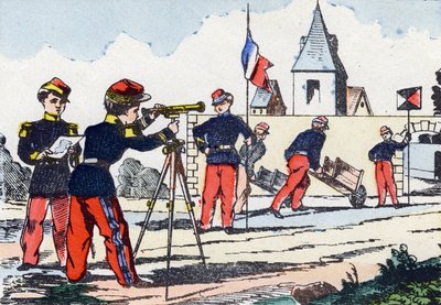 Stalkers. Engraving in "Alphabet militaire enfantin". Imagery of Pont-a-Mousson, circa 1890. by Unbekannt