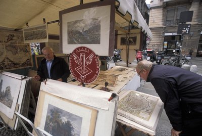 Stall Selling Prints, Piazza del Carmine, Milan, Italy by Unbekannt
