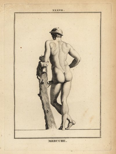 Statue of Mercury, Roman God of Commerce and Communication, in Winged Hat Petasos with Goat Skin by Unbekannt