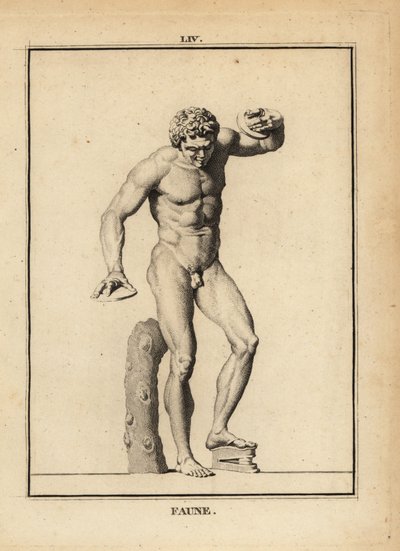 Statue of a Faun at a Bacchanalian orgy with cymbals and scabellum by Unbekannt