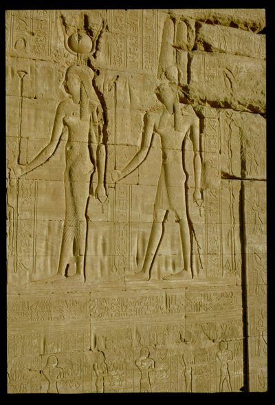 Sunk Relief Depicting Hathor and Horus by Unbekannt