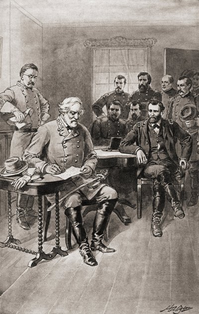 Surrender of Robert E. Lee to General Ulysses S. Grant, Appomattox Court House, Virginia, on April 9 by Unbekannter Künstler