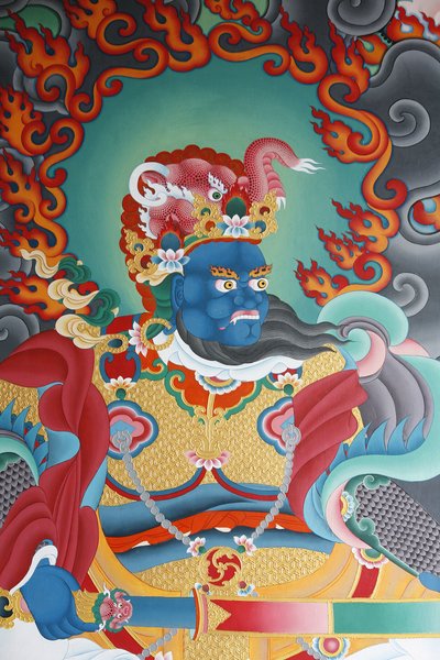 Temple guard guarding the South, named Virudhaka, Kopan monastery, Kathmandu, Nepal by Unbekannt