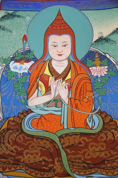 Temple of the Thousand Buddhas, Dashang Kagyu Ling congregation: Jamgon Kongtrul Lodroe Thaye Monk praying, La Boulaye, France by Unbekannt
