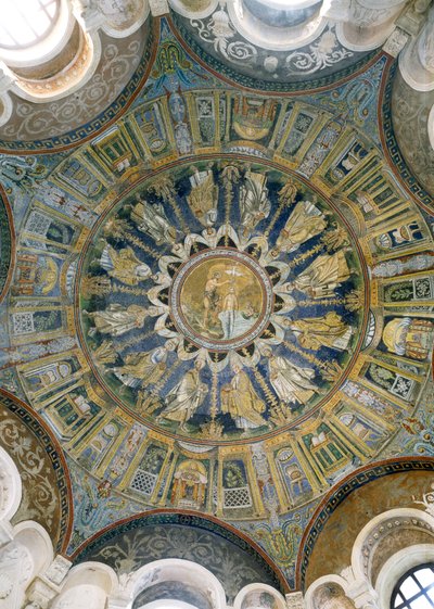 The Baptism of Christ surrounded by the Apostles, from the vault of the central dome by Unbekannt