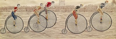 The Last Lap, Penny Farthing Race woven silk Stevengraph, by Thomas Stevens of Coventry by Unbekannter Künstler