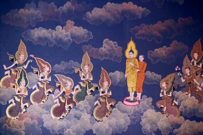 The Life of the Buddha, Wall fresco, Wat Botum temple, Phnom Penh, 2022 by Unbekannter Künstler