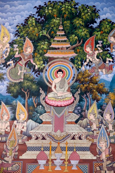 The Life of the Buddha, Wall fresco, Wat Maniratanaram monastery, Phnom Penh, 2022 by Unbekannter Künstler