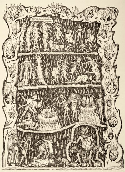 The Torments of Hell, from a Miniature in a 12th Century Manuscript Destroyed After a Fire in the Strasburg Library During a Prussian Bombardment by Unbekannt