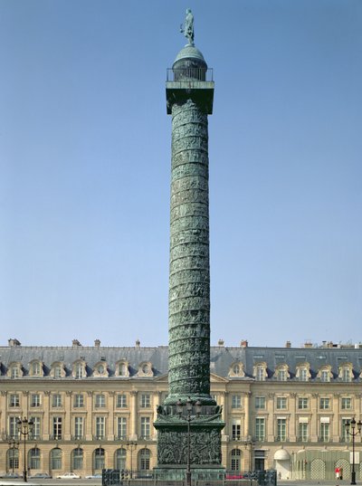The Vendome Column, with bas-reliefs recording Napoleonic Campaigns of 1805-06, surmounted by the figure of Napoleon holding a winged Victory by Unbekannt