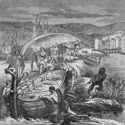 The Vikings Transporting Boats by Unbekannter Künstler