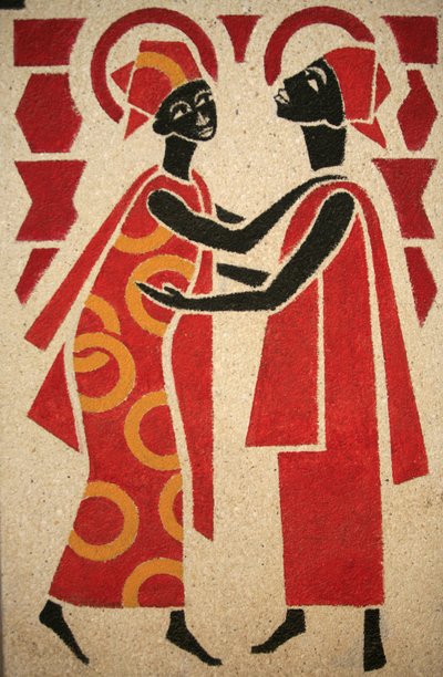 The Visitation. The Keur Moussa Abbey Church Fresco Designed and Painted in 1963 by Dom Georges Saget, Keur Moussa, Senegal by Unbekannt