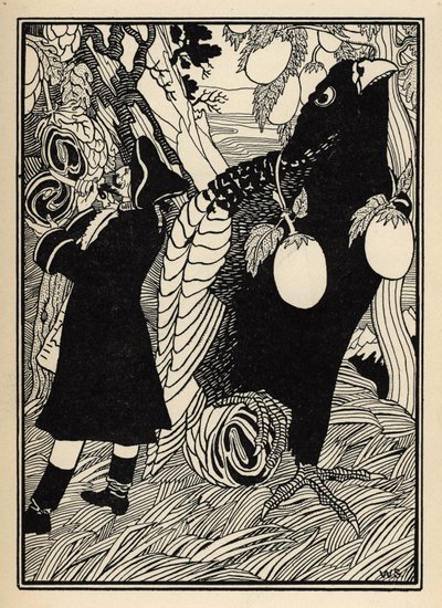 The baron discovers the big birds and roasts on the trees in the United States. Illustration by William Strang (1859-1921) and JB Clark from “The Adventures of the Baron of Munchausen” by Rudolf Erich Raspe (1736-1794) (1789) by Unbekannter Künstler