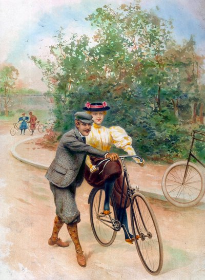 The Bicycle Lesson by Unbekannter Künstler