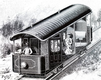 The Electric Car on the Vesuvius Funicular Railway by Unbekannt