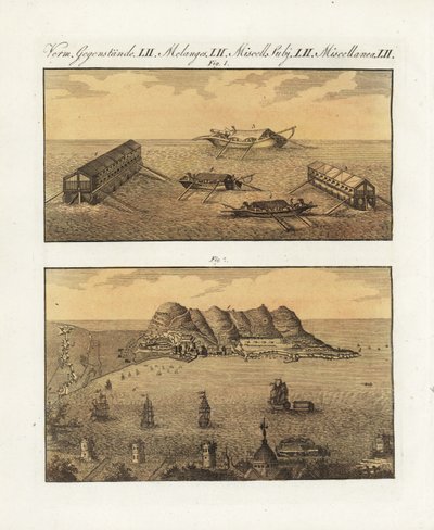 The Floating Batteries of the British Army in Gibraltar in 1782 by Unbekannter Künstler