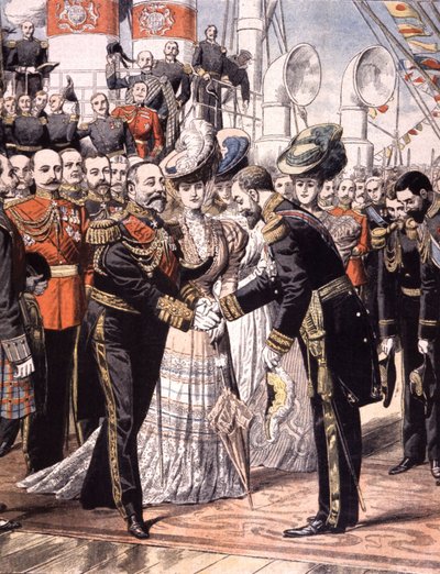 The French Vice Admiral Caillard Received by Edward VII (1904) by Unbekannter Künstler