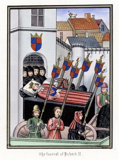 The funeral cortege of King Richard II of England, leaving the castle of Pontefract for the Cathedral of Saint Paul of London by Unbekannter Künstler