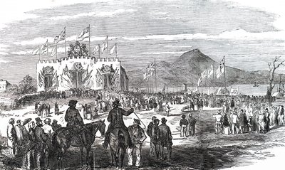 The laying of the foundation stone of Geelong Train Station by Unbekannt