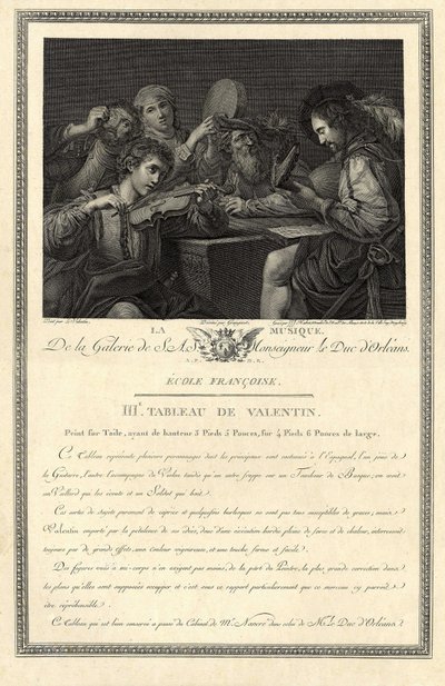 The music. Engraving of the gallery of His Excellency the Duke of Orleans after a painting by the painter Le Valentin by Unbekannter Künstler