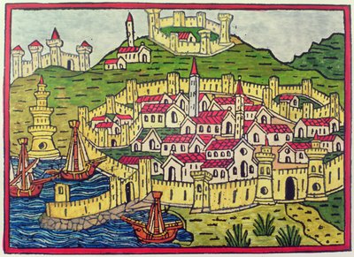 The port and city of Naples in 1482 (Cosmographia Universalis) by Unbekannter Künstler