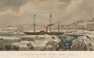The steamship Britannia, of the Cunard Company, leaving the Boston docks by Unbekannter Künstler