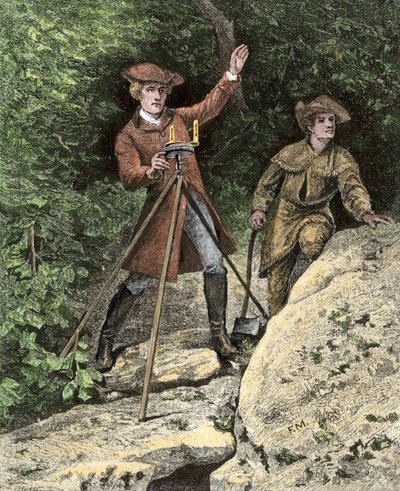 The young George Washington working as a surveyor in Virginia by Unbekannter Künstler