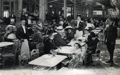Thermal tourism: view of a restaurant in Vichy and its clientele of curists, Allier 1905 by Unbekannter Künstler