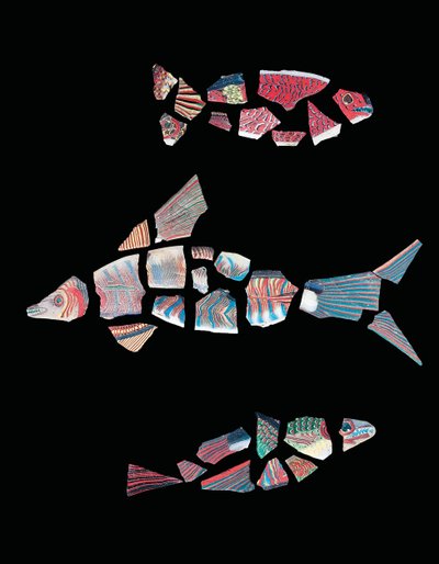 Three mosaic fragmentary fish inlays, Ptolemaic-Roman period by Unbekannt