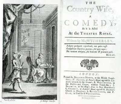 Title Page of the Script for The Country Wife at the Royal Theatre by Unbekannt