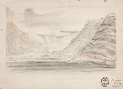 Town in a Valley by the Sea, South Atlantic by Unbekannter Künstler